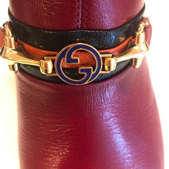 Gucci Ankle Boots in Burgundy with Hunter Green Trim NEW IN BOX WITH SHOE BAG - Picture 6 of 6